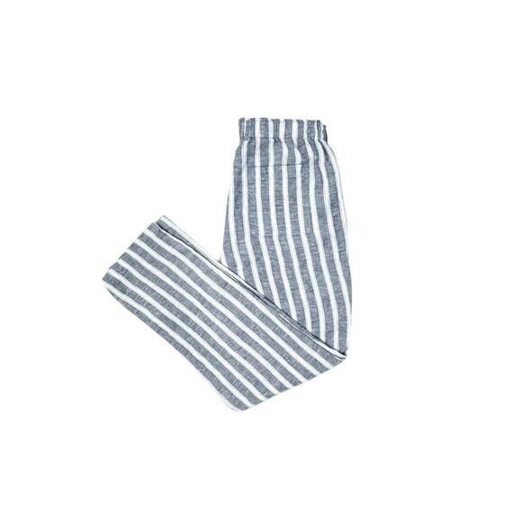 Christian Siriano Linen Wide Leg Blue/White Striped Pants - Picture 5 of 8